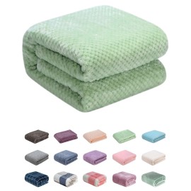 Fuzzy Throw Blanket, Plush Fleece Blankets for Adults, Toddler, Boys and Girls, Warm Soft Blankets and Throws for Bed, Couch, Sofa, Travel and Outdoor, Camping (Throw(50x70), L-Pastel Green)