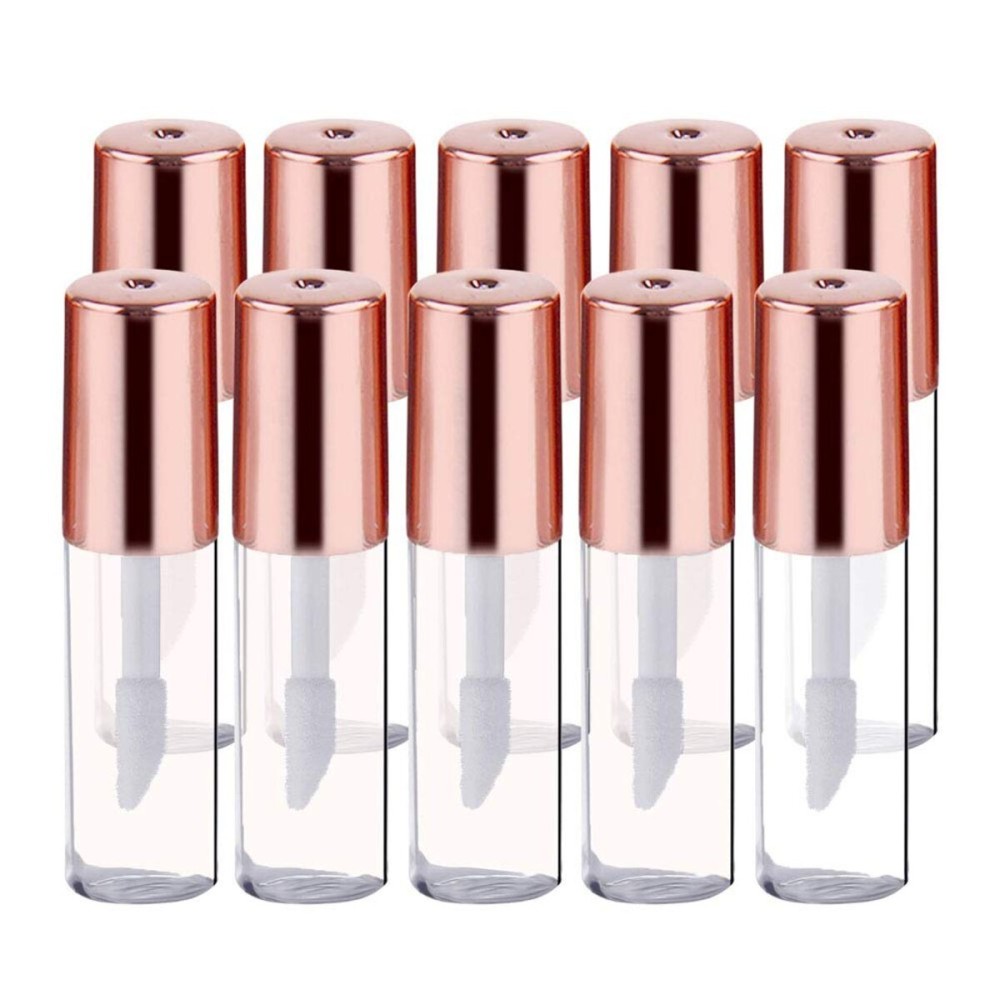 12Pcs 1.2ML Rose Gold Lid Mini Clear Empty Refillable Lip Gloss Tubes with Internal Lip Brush Lip Balm Oil Containers Lipstick Sample Bottles Vials Dispensers for DIY Makeup