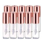 12Pcs 1.2ML Rose Gold Lid Mini Clear Empty Refillable Lip Gloss Tubes with Internal Lip Brush Lip Balm Oil Containers Lipstick Sample Bottles Vials Dispensers for DIY Makeup