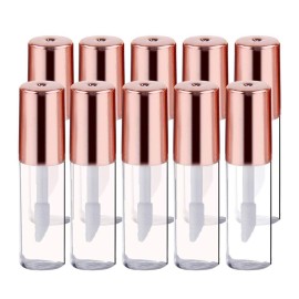 12Pcs 1.2ML Rose Gold Lid Mini Clear Empty Refillable Lip Gloss Tubes with Internal Lip Brush Lip Balm Oil Containers Lipstick Sample Bottles Vials Dispensers for DIY Makeup