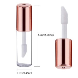 12Pcs 1.2ML Rose Gold Lid Mini Clear Empty Refillable Lip Gloss Tubes with Internal Lip Brush Lip Balm Oil Containers Lipstick Sample Bottles Vials Dispensers for DIY Makeup