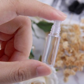 12Pcs 1.2ML Rose Gold Lid Mini Clear Empty Refillable Lip Gloss Tubes with Internal Lip Brush Lip Balm Oil Containers Lipstick Sample Bottles Vials Dispensers for DIY Makeup