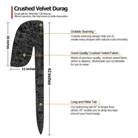ASHILISIA 2 PCS Crushed Velvet Wave Durag - Premium Soft Durag Headwear with Extra Long Tail Perfect for 360 Waves ASHILISIA 2 PCS Crushed Velvet Wave Durag - Premium Soft Durag Headwear with Extra Long Tail Perfect for 360 Waves