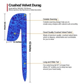 ASHILISIA 2 PCS Crushed Velvet Wave Durag - Premium Soft Durag Headwear with Extra Long Tail Perfect for 360 Waves ASHILISIA 2 PCS Crushed Velvet Wave Durag - Premium Soft Durag Headwear with Extra Long Tail Perfect for 360 Waves