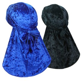 ASHILISIA 2 PCS Crushed Velvet Wave Durag - Premium Soft Durag Headwear with Extra Long Tail Perfect for 360 Waves ASHILISIA 2 PCS Crushed Velvet Wave Durag - Premium Soft Durag Headwear with Extra Long Tail Perfect for 360 Waves