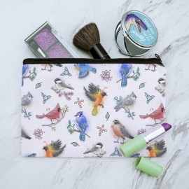 Northeastern Birds Pattern Makeup Cosmetic Bag Organizer Pouch