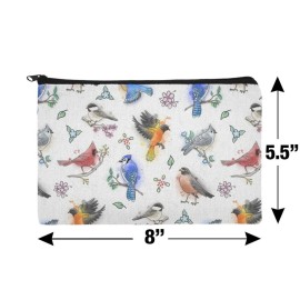 Northeastern Birds Pattern Makeup Cosmetic Bag Organizer Pouch