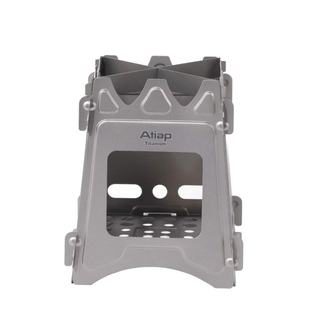 ATiAP Ultralight Titanium Wood Burning Stove Outdoor Camping Multi-Fuels Alcohol Stove BBQ Stove WS009ST-Ti (Wood Burning Stove)