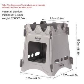 ATiAP Ultralight Titanium Wood Burning Stove Outdoor Camping Multi-Fuels Alcohol Stove BBQ Stove WS009ST-Ti (Wood Burning Stove)