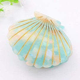 Shell Jaw Clip Hair Claw Clip Clamps Resin Hair Clips Marble Pattern Hairpins Hair Accessories for women Styling Hairdressing (Green)