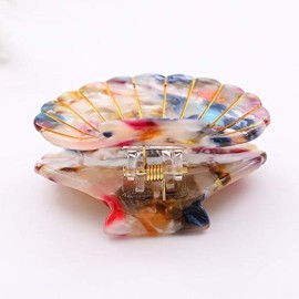 Shell Jaw Clip Hair Claw Clip Clamps Resin Hair Clips Marble Pattern Hairpins Hair Accessories for women Styling Hairdressing (Green)