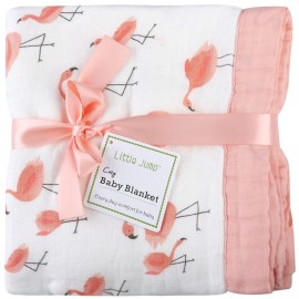 Little Jump Flamingo Baby Blanket - Silky Soft and Breathable Muslin Blankets Baby Girl Quilts- Large 47 x 47 - 2 Layers Toddler Bed Blanket (Flamingo)