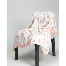 Little Jump Flamingo Baby Blanket - Silky Soft and Breathable Muslin Blankets Baby Girl Quilts- Large 47 x 47 - 2 Layers Toddler Bed Blanket (Flamingo)