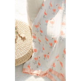 Little Jump Flamingo Baby Blanket - Silky Soft and Breathable Muslin Blankets Baby Girl Quilts- Large 47 x 47 - 2 Layers Toddler Bed Blanket (Flamingo)