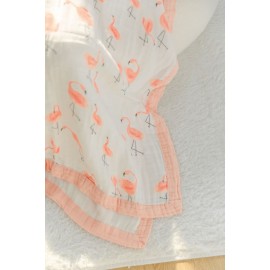 Little Jump Flamingo Baby Blanket - Silky Soft and Breathable Muslin Blankets Baby Girl Quilts- Large 47 x 47 - 2 Layers Toddler Bed Blanket (Flamingo)