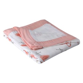 Little Jump Flamingo Baby Blanket - Silky Soft and Breathable Muslin Blankets Baby Girl Quilts- Large 47 x 47 - 2 Layers Toddler Bed Blanket (Flamingo)