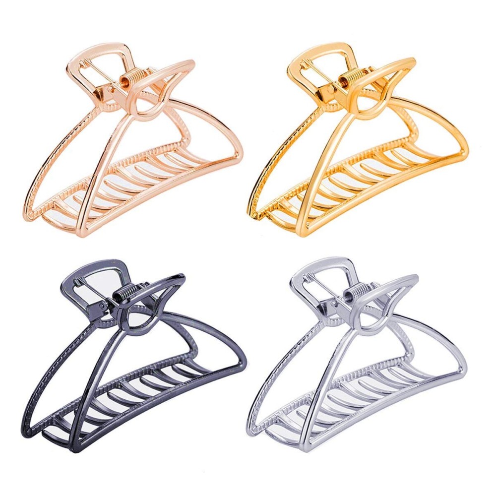 TANG SONG 4PCS Large Metal Hair Claw Clips Hair Catch Barrette Jaw Clamp for Women Half Bun Hairpins for Thick Hair(Silver+Gold+Rose Gold+Black) TANG SONG 4PCS Large Metal Hair Claw Clips Hair Catch Barrette Jaw Clamp for Women Half Bun Hairpins for Thick Hair(Silver+Gold+Rose Gold+Black)