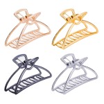 TANG SONG 4PCS Large Metal Hair Claw Clips Hair Catch Barrette Jaw Clamp for Women Half Bun Hairpins for Thick Hair(Silver+Gold+Rose Gold+Black)