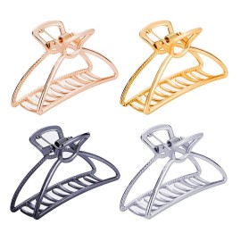 TANG SONG 4PCS Large Metal Hair Claw Clips Hair Catch Barrette Jaw Clamp for Women Half Bun Hairpins for Thick Hair(Silver+Gold+Rose Gold+Black) TANG SONG 4PCS Large Metal Hair Claw Clips Hair Catch Barrette Jaw Clamp for Women Half Bun Hairpins for Thick Hair(Silver+Gold+Rose Gold+Black)