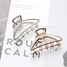 TANG SONG 4PCS Large Metal Hair Claw Clips Hair Catch Barrette Jaw Clamp for Women Half Bun Hairpins for Thick Hair(Silver+Gold+Rose Gold+Black) TANG SONG 4PCS Large Metal Hair Claw Clips Hair Catch Barrette Jaw Clamp for Women Half Bun Hairpins for Thick Hair(Silver+Gold+Rose Gold+Black)