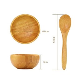 Mask Bowl Set - Mini Eco Bamboo Skin Care DIY Mixing Tool Kit with Bamboo Spoon for Lady Women Girls