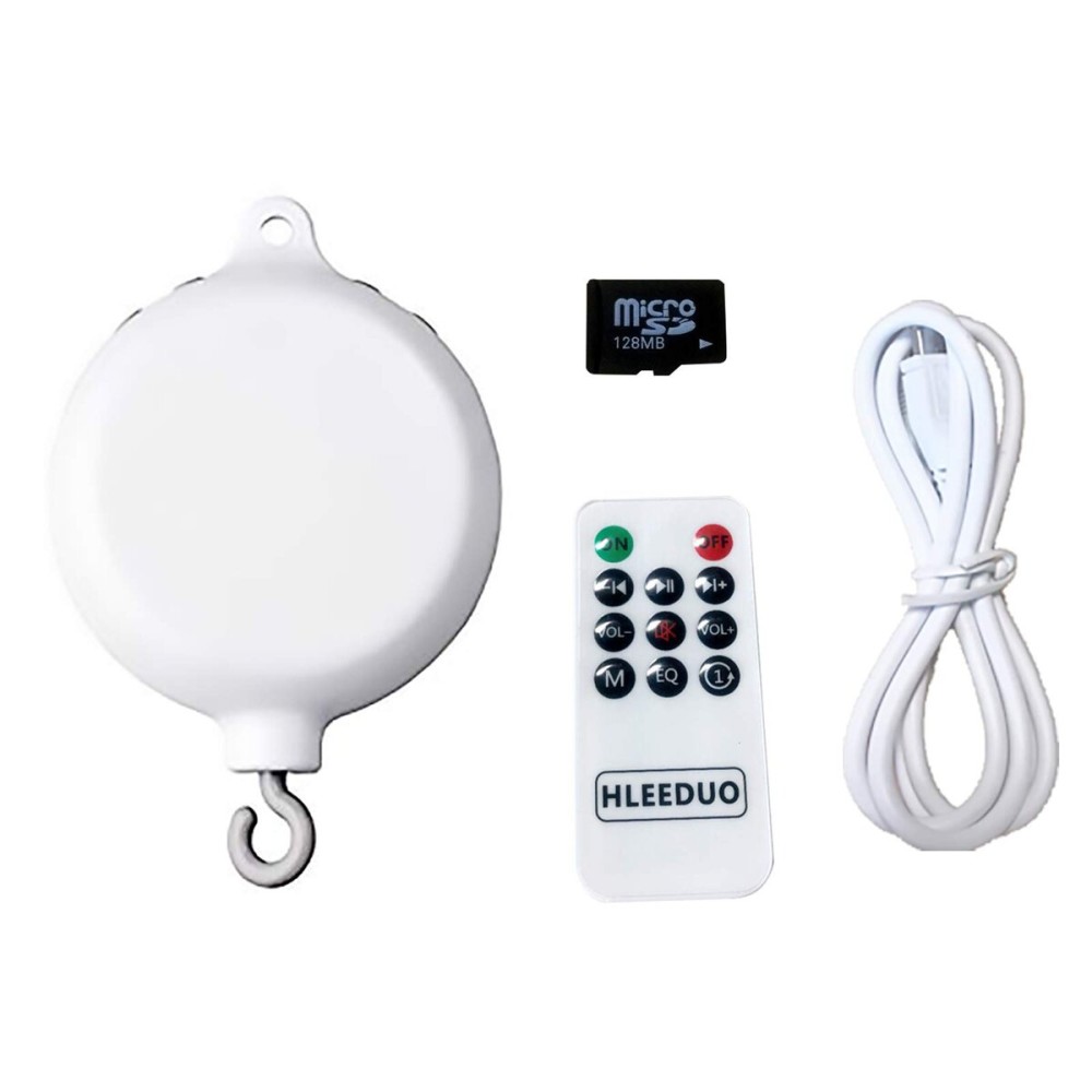HLEEDUO Crib Mobile MotorBaby Mobile Spinner with Remote and Memory Card,You can Download Your Favorite Songs,New Type Auto Baby Music Box Crib Music Mobile (TF Card RemoteVversion)