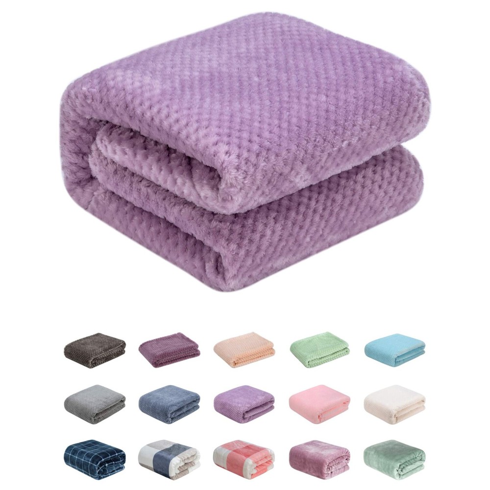 Fuzzy Throw Blanket, Plush Fleece Blankets for Adults, Toddler, Boys and Girls, Warm Soft Blankets and Throws for Bed, Couch, Sofa, Travel and Outdoor, Camping (Throw(50x70), L-Lavender)