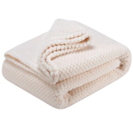 Fuzzy Throw Blanket, Plush Fleece Blankets for Adults, Toddler, Boys and Girls, Warm Soft Blankets and Throws for Bed, Couch, Sofa, Travel and Outdoor, Camping (Throw(50x70), L-Cream)