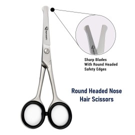 Ruvanti Kids Hair Cutting Scissors 5.2 Inches - Round Headed Shears for Facial Hairs, Professional Small Baby Scissor, Nose Safety & Mustache Care, Extra Sharp Blade, Gentle Trimming & Grooming Ruvanti Kids Hair Cutting Scissors 5.2 Inches - Round Headed Shears for Facial Hairs, Professional Small Baby Scissor, Nose Safety & Mustache Care, Extra Sharp Blade, Gentle Trimming & Grooming