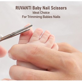 Ruvanti Kids Hair Cutting Scissors 5.2 Inches - Round Headed Shears for Facial Hairs, Professional Small Baby Scissor, Nose Safety & Mustache Care, Extra Sharp Blade, Gentle Trimming & Grooming Ruvanti Kids Hair Cutting Scissors 5.2 Inches - Round Headed Shears for Facial Hairs, Professional Small Baby Scissor, Nose Safety & Mustache Care, Extra Sharp Blade, Gentle Trimming & Grooming