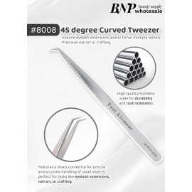 Tool Alement Canadian Eyelash Extension Tweezers,Stainless Steel 14cm 45 Degree Angle Eyelash Tweezers M-PK14-8008 Tool Alement Canadian Eyelash Extension Tweezers,Stainless Steel 14cm 45 Degree Angle Eyelash Tweezers M-PK14-8008