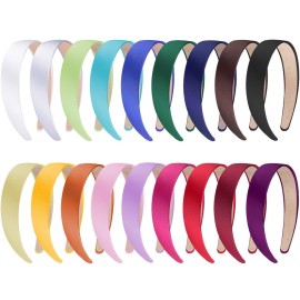SIQUK 18 Pieces Satin Headbands 1 Inch Wide Non-slip Headband Colorful DIY Headbands for Women and Girls, 18 Colors SIQUK 18 Pieces Satin Headbands 1 Inch Wide Non-slip Headband Colorful DIY Headbands for Women and Girls, 18 Colors