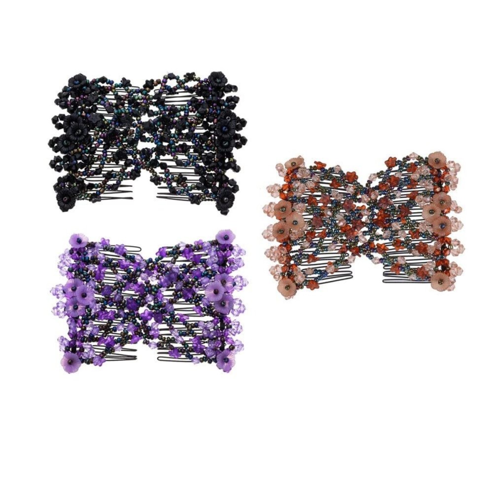 LOVEF 3pcs Elastic Double Hair Comb Clips - Stretchy Fashion Magic Hairpins, Headbands for Stylish Hairstyles LOVEF 3pcs Elastic Double Hair Comb Clips - Stretchy Fashion Magic Hairpins, Headbands for Stylish Hairstyles