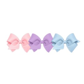 Wee Ones Girls\' 3 pc Set Solid Grosgrain Variety Pack on a WeeStay No-Slip Hair Clip, Small, Light Pink, Light Orchid, Millennium Blue