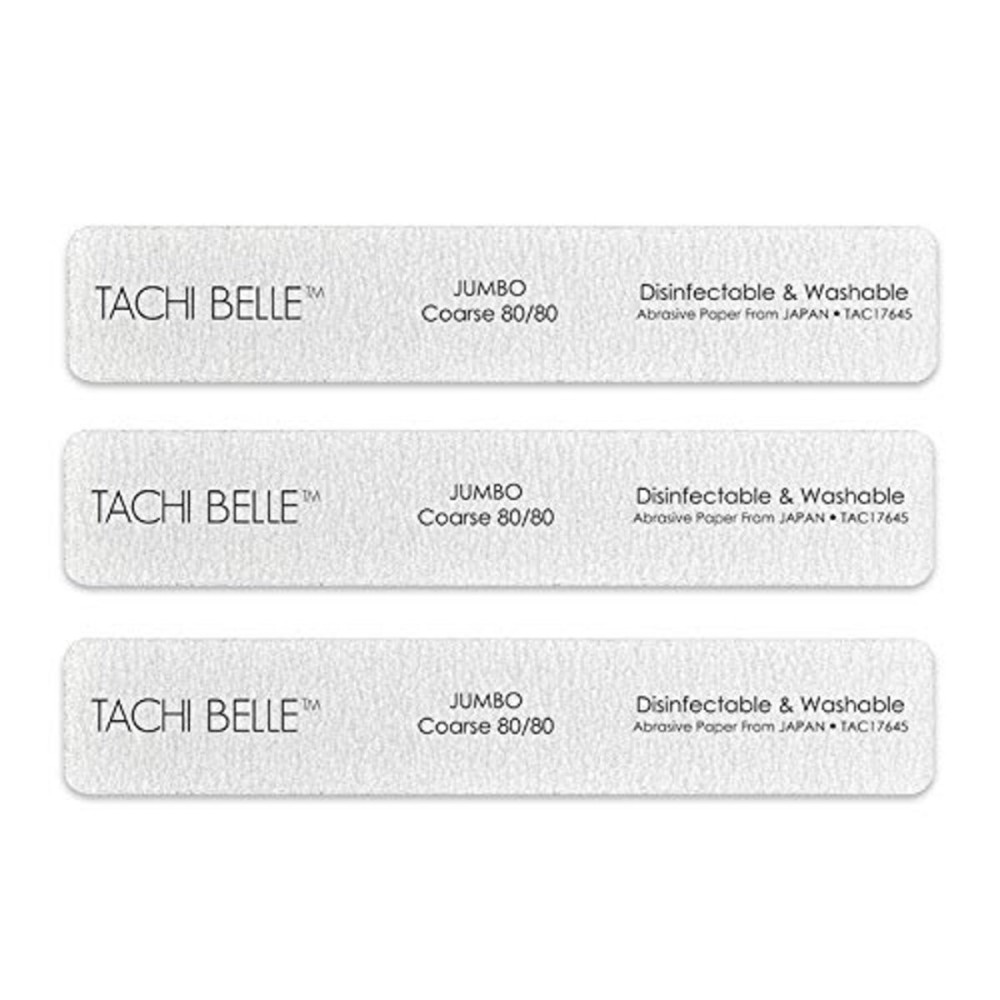 Tachibelle 3 Pcs Premium Japan Abrasive Jumbo File Washable Zebra File Nail Art Sanding Nail Files (3PC (80/80))