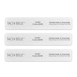 Tachibelle 3 Pcs Premium Japan Abrasive Jumbo File Washable Zebra File Nail Art Sanding Nail Files (3PC (80/80))