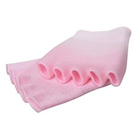 Bcurb Toe Gel-Lined Compression Socks (1 Pair) Toes Separating Therapeutic Moisturizes Dry Feet Hard Cracked Skin. (Pink, Medium)