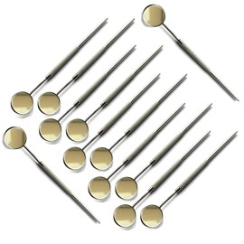 Pack of 12 pcs Stainless Steel Dental Teeth Inspection Mirror 5 with Handle