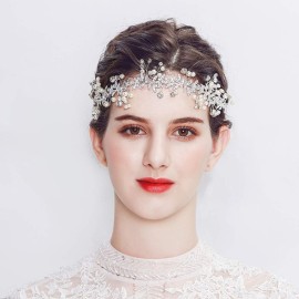 ROSEEDEN Woman Beaded Headpiece Crystal Wedding Vine Bridesmaid Headband with Ribbon Rhinestone Bridal Hair Accessories (Silver) ROSEEDEN Woman Beaded Headpiece Crystal Wedding Vine Bridesmaid Headband with Ribbon Rhinestone Bridal Hair Accessories (Silver)