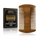 BRV MEN Beard & Mustache Comb, 100% Natural Green Sandalwood, Pocket Beard Comb with Carry Case, Wooden Beard Comb for Men For All Types and Styles of Hair & Beard