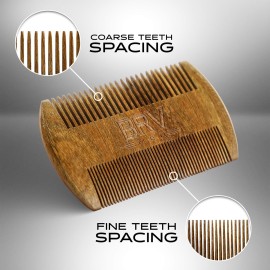 BRV MEN Beard & Mustache Comb, 100% Natural Green Sandalwood, Pocket Beard Comb with Carry Case, Wooden Beard Comb for Men For All Types and Styles of Hair & Beard