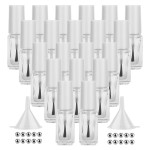 GTHER 20PCS 5ML Small Empty Nail Polish Glass Bottles with Brush Cap & Funnel & Mixing Balls for Nail Art Sample (White)