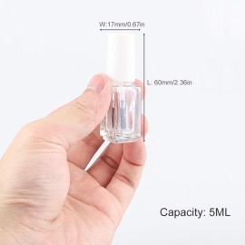 GTHER 20PCS 5ML Small Empty Nail Polish Glass Bottles with Brush Cap & Funnel & Mixing Balls for Nail Art Sample (White)