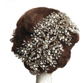 ROSEEDEN Handmade Rhinestone Headpieces Crystal Bridal Hair Accessories Wedding Head Pieces for Bride and Bridesmaids (Gold) ROSEEDEN Handmade Rhinestone Headpieces Crystal Bridal Hair Accessories Wedding Head Pieces for Bride and Bridesmaids (Gold)