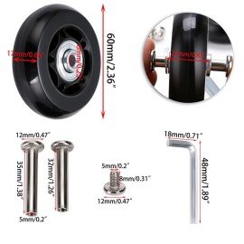 OwnMy 60mm x 17mm Luggage Suitcase Replacement Wheels, Rubber Swivel Caster Wheels Bearings Repair Kits, A Set of 2