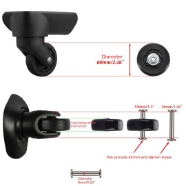 OwnMy 60mm x 17mm Luggage Suitcase Replacement Wheels, Rubber Swivel Caster Wheels Bearings Repair Kits, A Set of 2