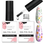 Makartt Nail Foil Glue Gel for Nail, Foil Gel Transfer for Nails Art Stickers Strong Adhesion Foil Transfer Gel Soak Off Nail Foil Kit Gel Nail Glue Manicure Salon DIY UV Lamp Required 15ML 2pcs