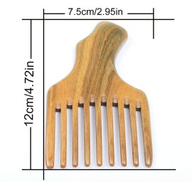 Xuanli Hair/Beard Pick/Wide Tooth Comb - Made Of One Whole Piece Of Natural Green Sandal Wood With Fantastic Handle (M049)