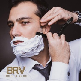 BRV MEN Professional Straight Edge Barber Razor w/ 100 Single Edge Razor Blades | Straight Razors for Men | Barbershop Accessories | Mens Shaving Knife & Shavette - Black