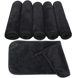 SUNLAND Microfiber Face Makeup Remover Cloths Reusable Facial Cleaning Towel Ultra Soft Washcloths 8inchx16inch Black 6Pack